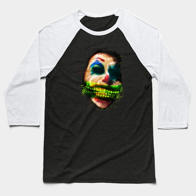 Can’t Sleep Scary Clown Smiling Green Teeth Halloween Baseball T-Shirt by ScaryClownShoppe